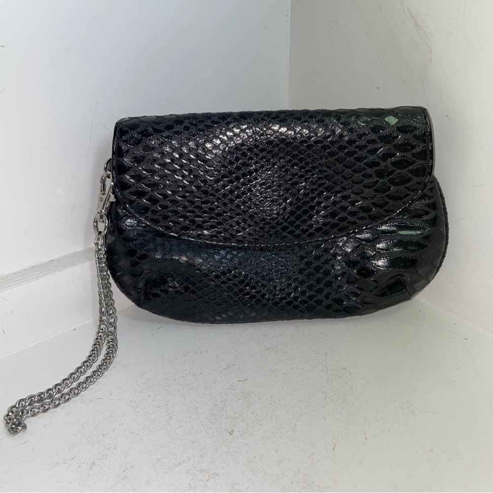 Faux Snake Skin Black Clutch/ Wrestle for Women